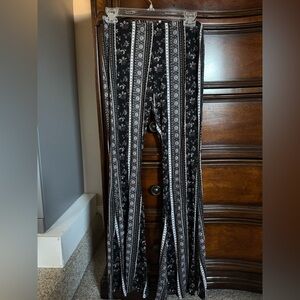 Black and White Floral Boot Cut Pants